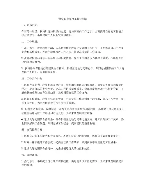 制定自身年度工作计划表