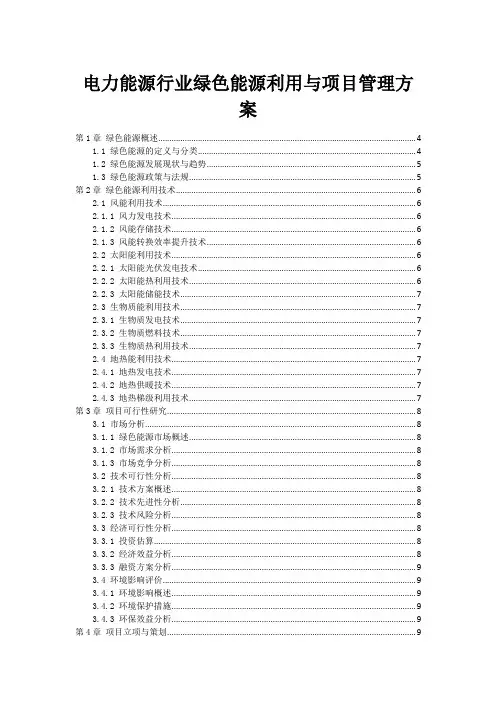 电力能源行业绿色能源利用与项目管理方案