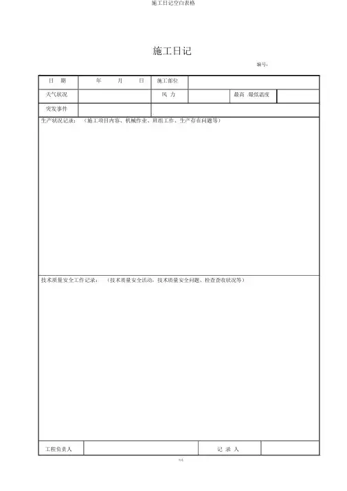 施工日志空白表格
