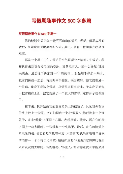 写假期趣事作文600字多篇