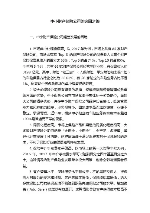 中小财产保险公司的突围之路