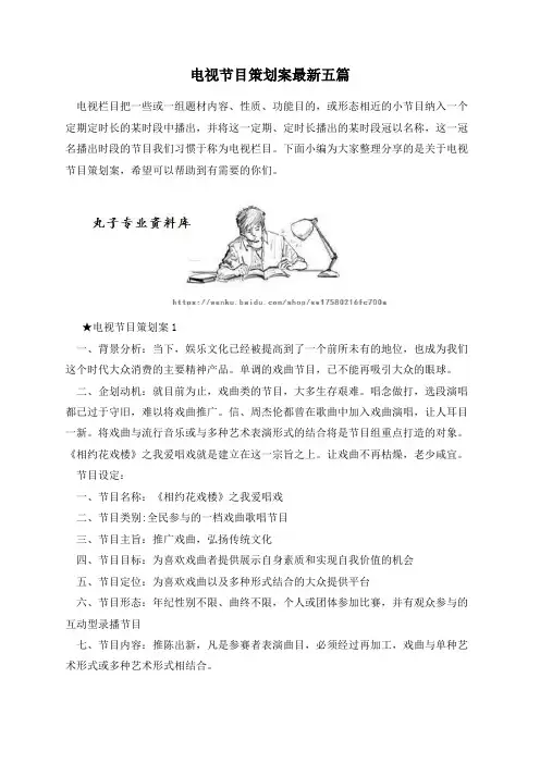 电视节目策划案最新五篇