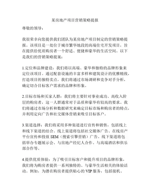 某房地产项目营销策略提报