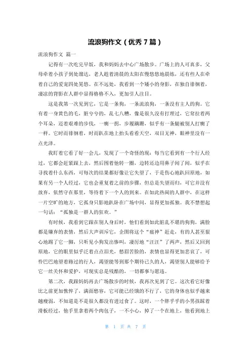 流浪狗作文(优秀7篇)