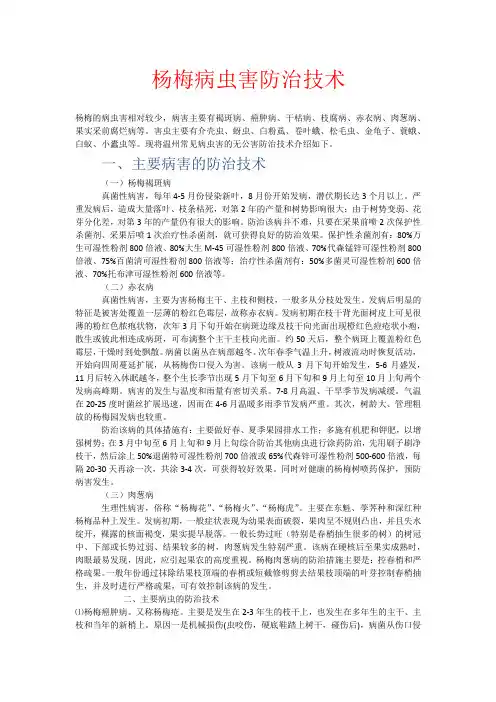 杨梅病虫害防治技术