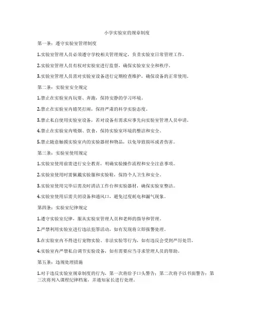 小学实验室的规章制度