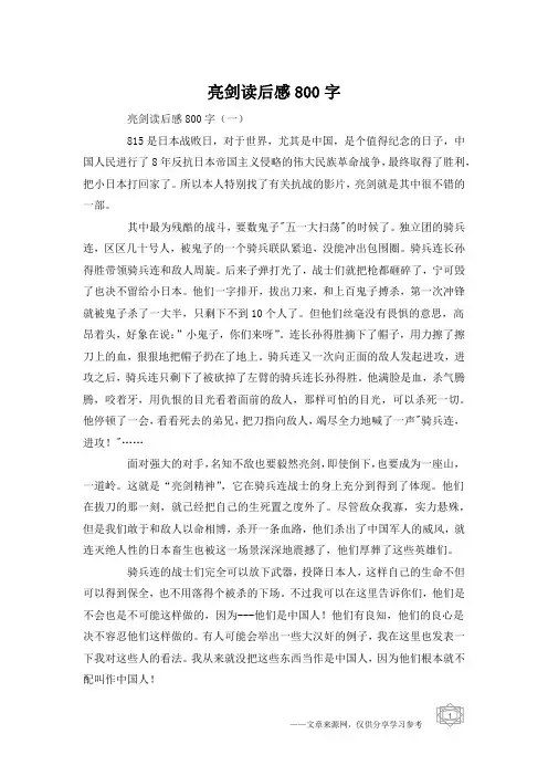 亮剑读后感800字