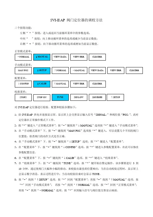 SVI-II阀门定位器的整定方法