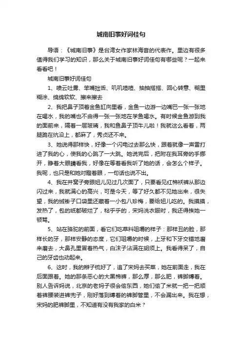 城南旧事好词佳句25句