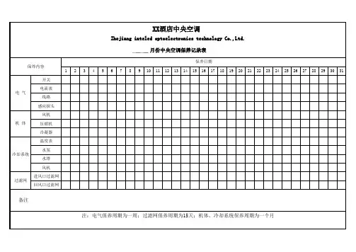 中央空调保养记录表