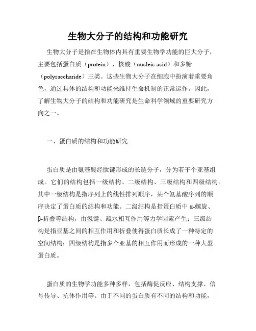 生物大分子的结构和功能研究