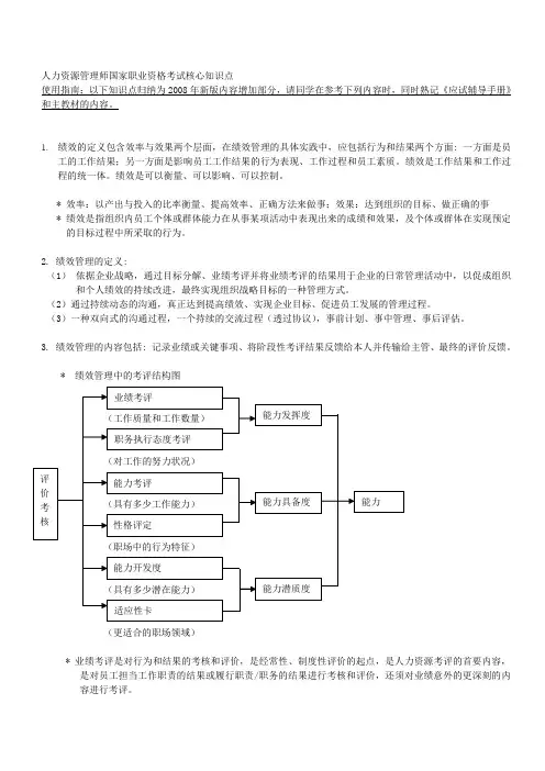 分享--人力资源管理师二级国家职业资格考试核心知识点.doc