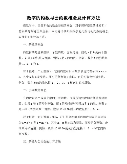 数字的约数与公约数概念及计算方法