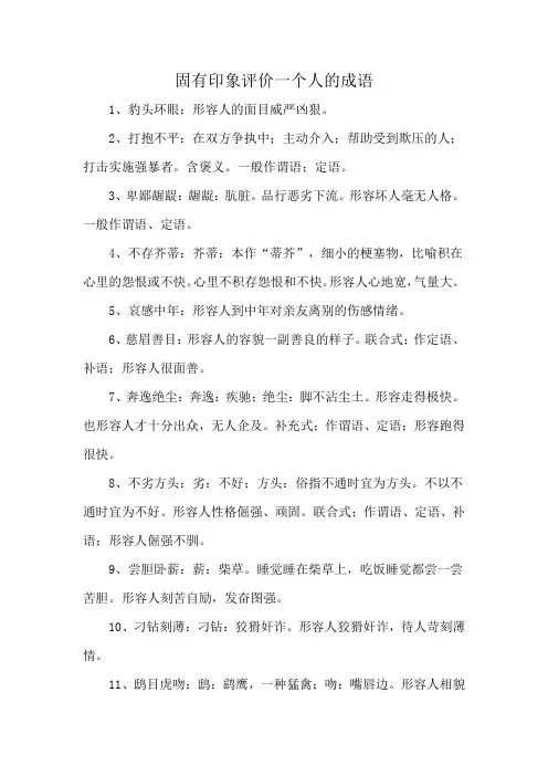 固有印象评价一个人的成语