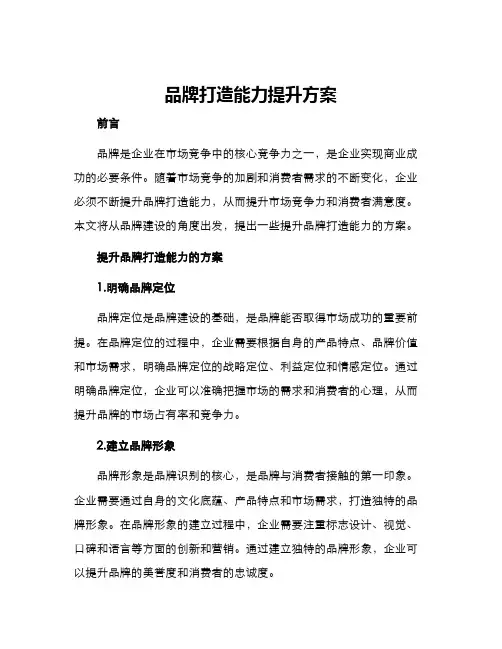 品牌打造能力提升方案