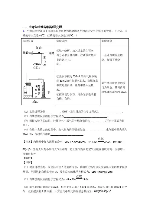 2020-2021中考化学探究题的综合热点考点难点及详细答案