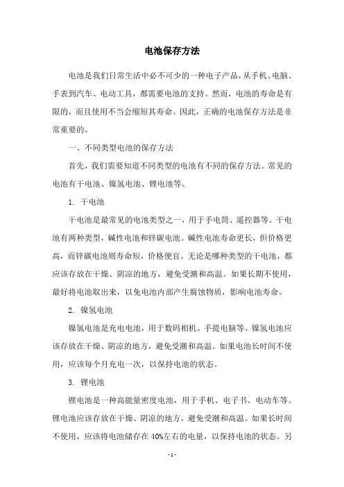 电池保存方法