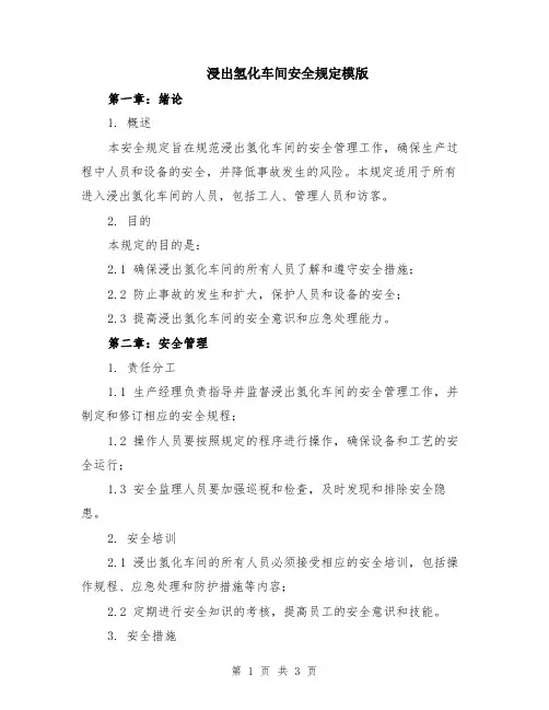浸出氢化车间安全规定模版