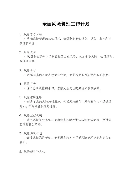 全面风险管理工作计划