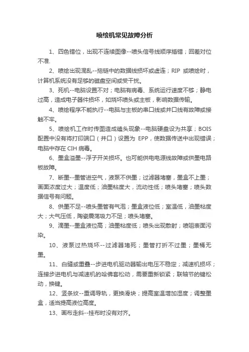 喷绘机常见故障分析