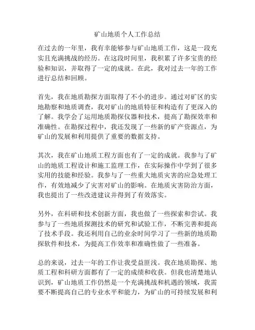 矿山地质个人工作总结