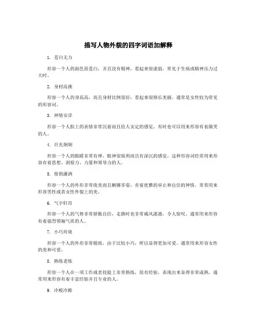 描写人物外貌的四字词语加解释