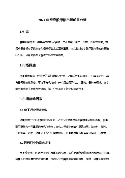 2024年贲亭酸甲酯市场前景分析