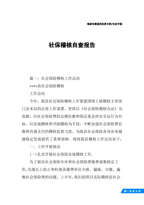 社保稽核自查报告