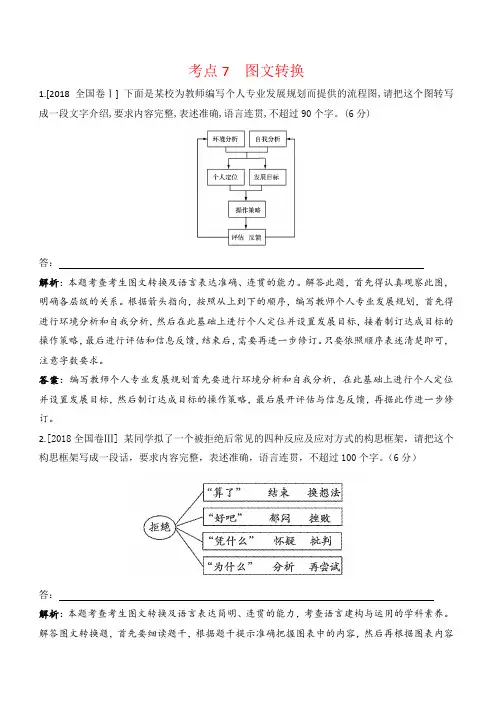 2018年高考语文真题分类汇编 考点7 图文转换 含解析