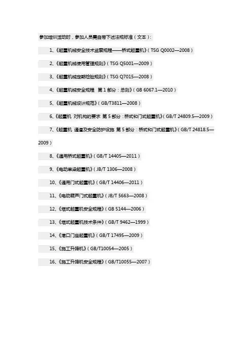 起重机法规标准