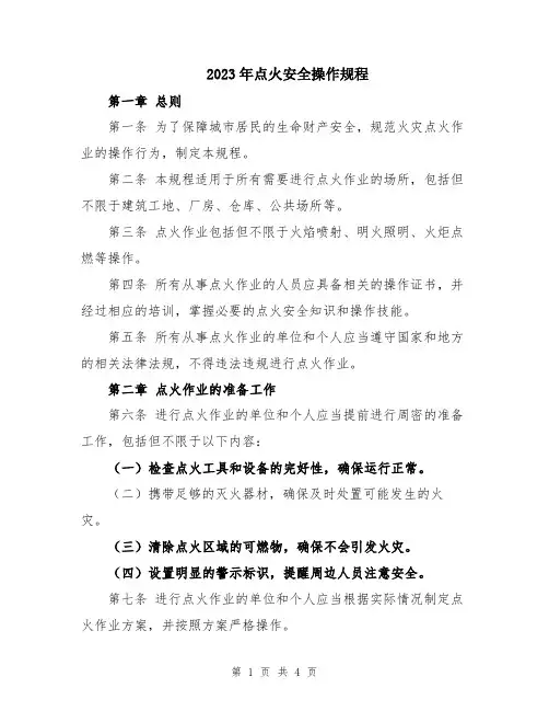 2023年点火安全操作规程