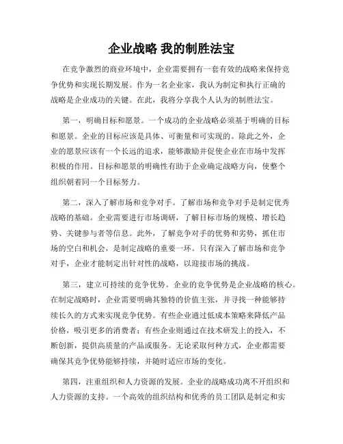 企业战略 我的制胜法宝