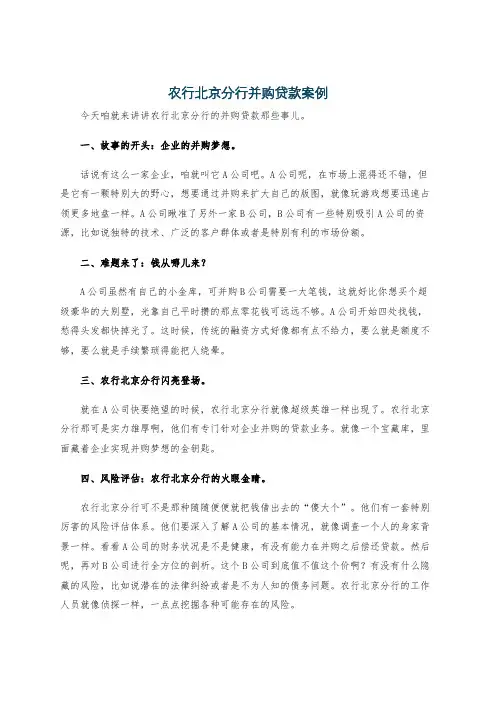 农行北京分行并购贷款案例