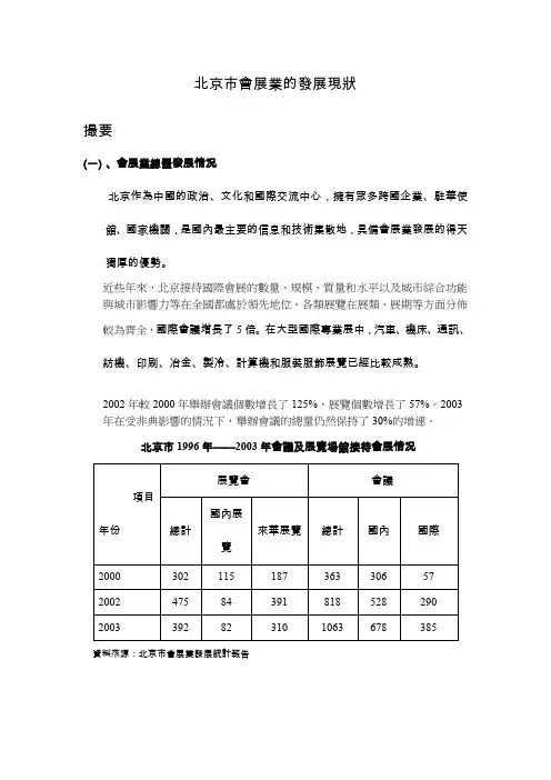 北京市会展业的发展现状