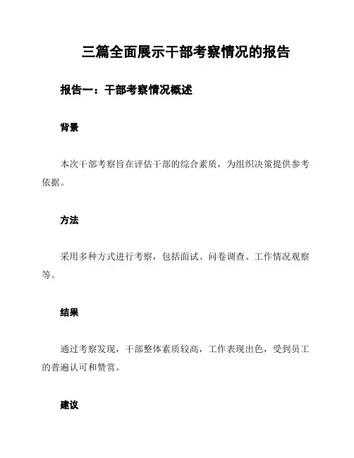 三篇全面展示干部考察情况的报告