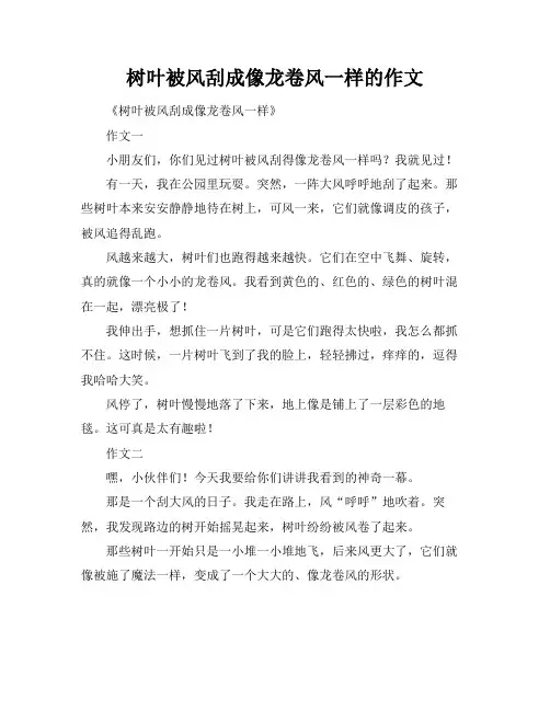 树叶被风刮成像龙卷风一样的作文