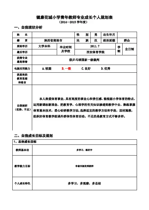 青年教师成长规划表