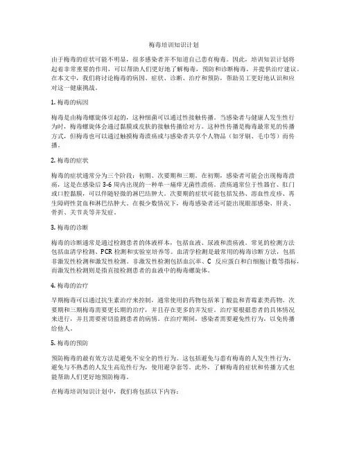 梅毒培训知识计划