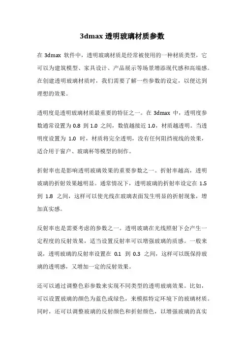 3dmax透明玻璃材质参数