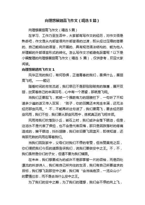 向理想展翅高飞作文（精选5篇）