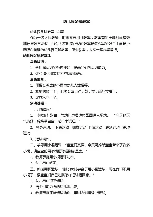 幼儿园足球教案15篇