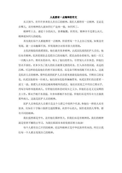 人是要有一点精神的作文