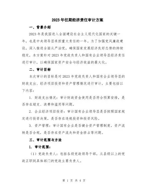 2023年任期经济责任审计方案