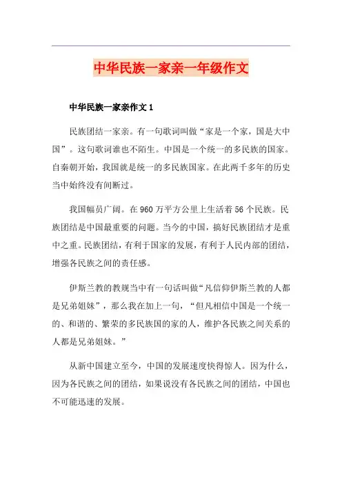 中华民族一家亲一年级作文