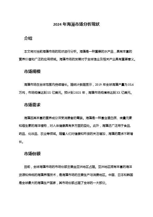 2024年海藻市场分析现状