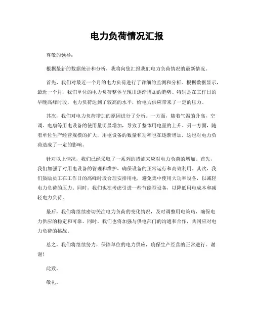电力负荷情况汇报