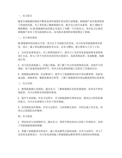 新能源的实习报告