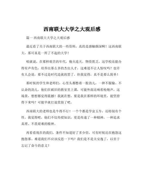 西南联大大学之大观后感