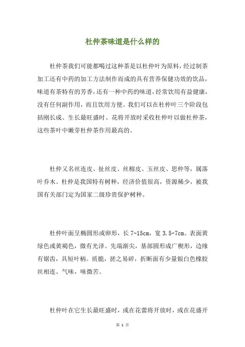 杜仲茶味道是什么样的