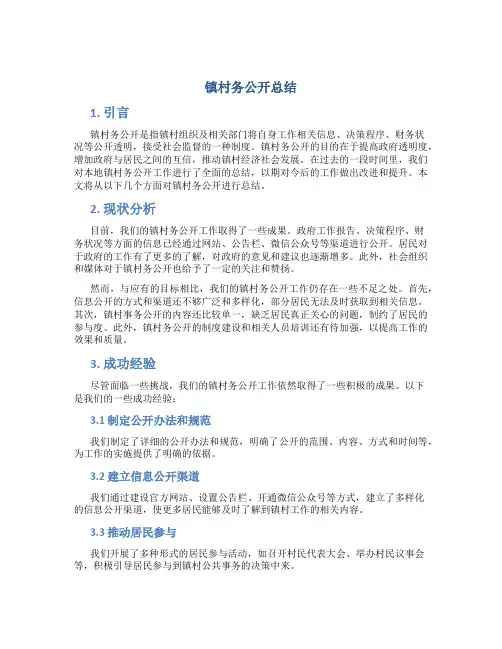 镇村务公开总结